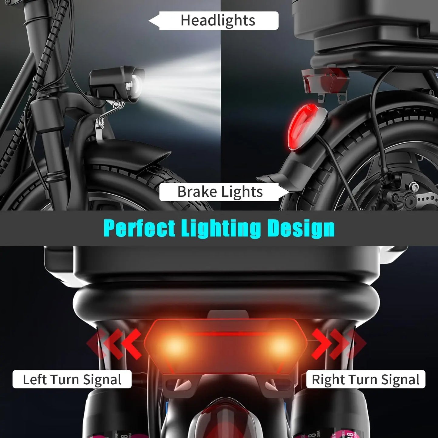 Folding Electric Scooter with Trunk 500W Motor Peak 650W 48V 15AH 20MPH 24-32 Mile Range Motorcycle for Commuting Travel