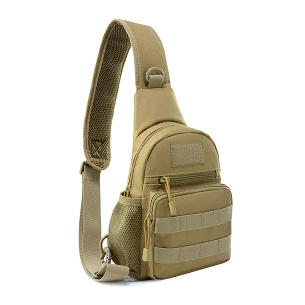 Men's Molle Tactical Sling Backpack Crossbody Bag with Water Bottle Holder