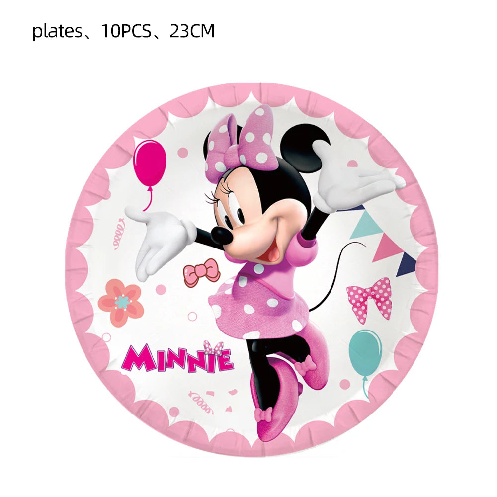 Minnie Mouse Birthday Party Decoration Girls Disposable Tableware Balloon Cups Plates Tablecloth Baby Shower Party Supplies