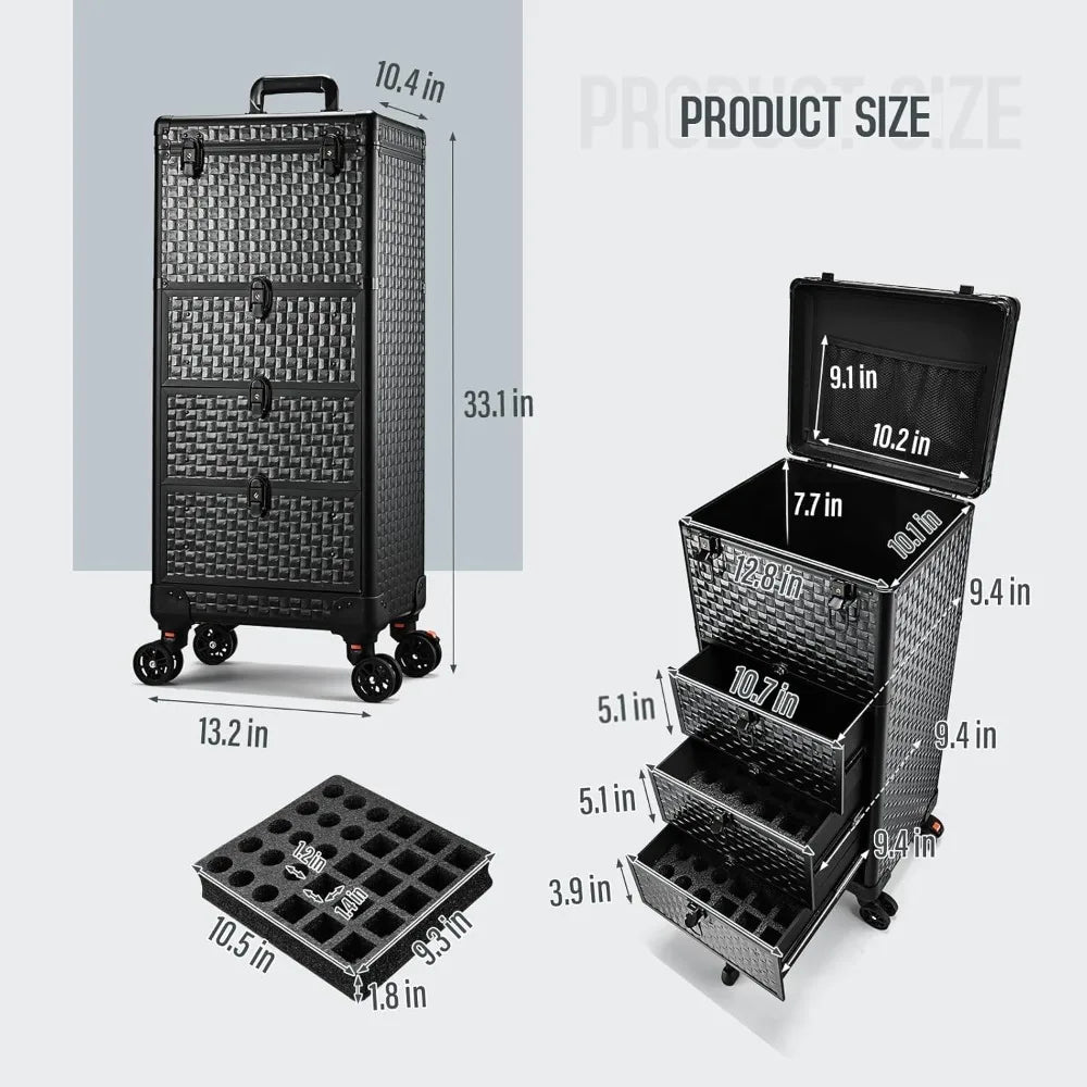 Salon Trolley with 3Drawers&Lockable Wheels for Beauty Salon,Nail Tech, Face Painting, Hairstylist, Makeup Artist, Salon Trolley