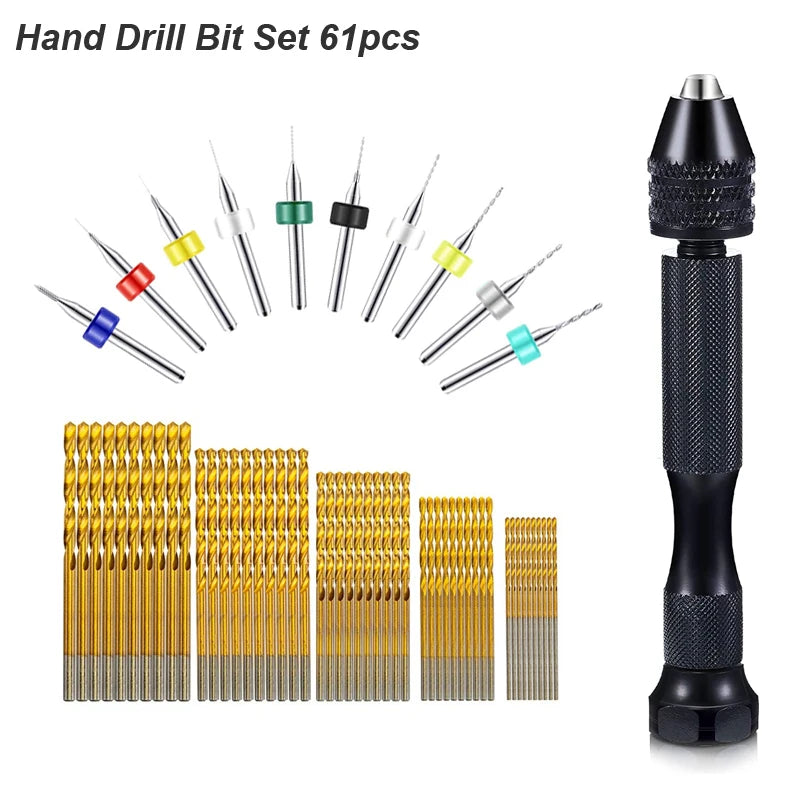 Micro Mini Pin Vise Hand Drill Twist Bit Set For DIY Craft