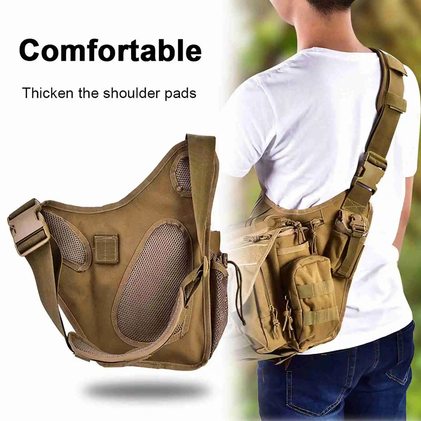 Men's Military Chest Shoulder Bag Pack for Travel Hiking Outdoor Use 2 Colors