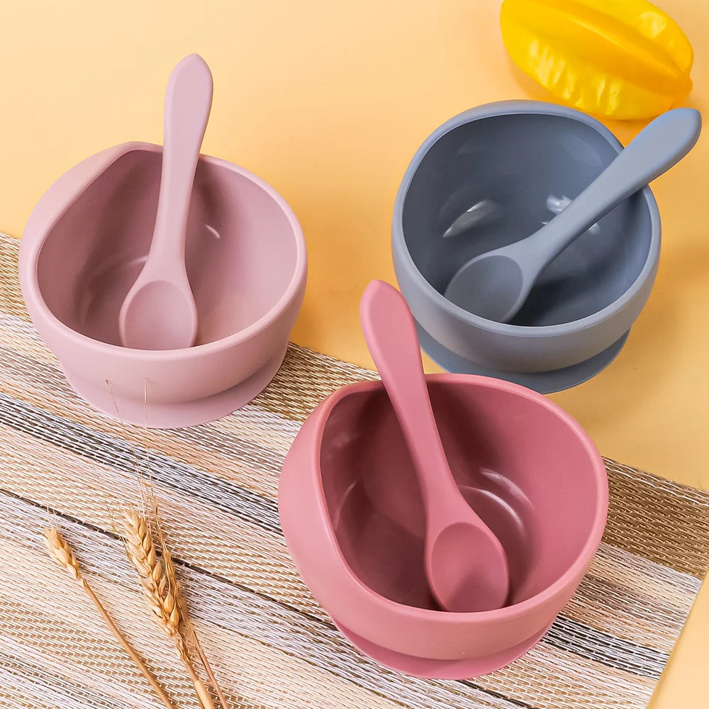 2PC Silicone Sucker Bowl Feeding Tableware for Infants