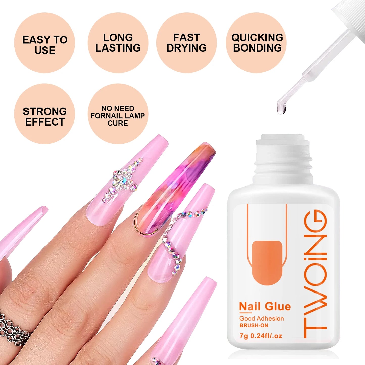 5pcs 7g Super Strong Nail Glue For False Nail Tips