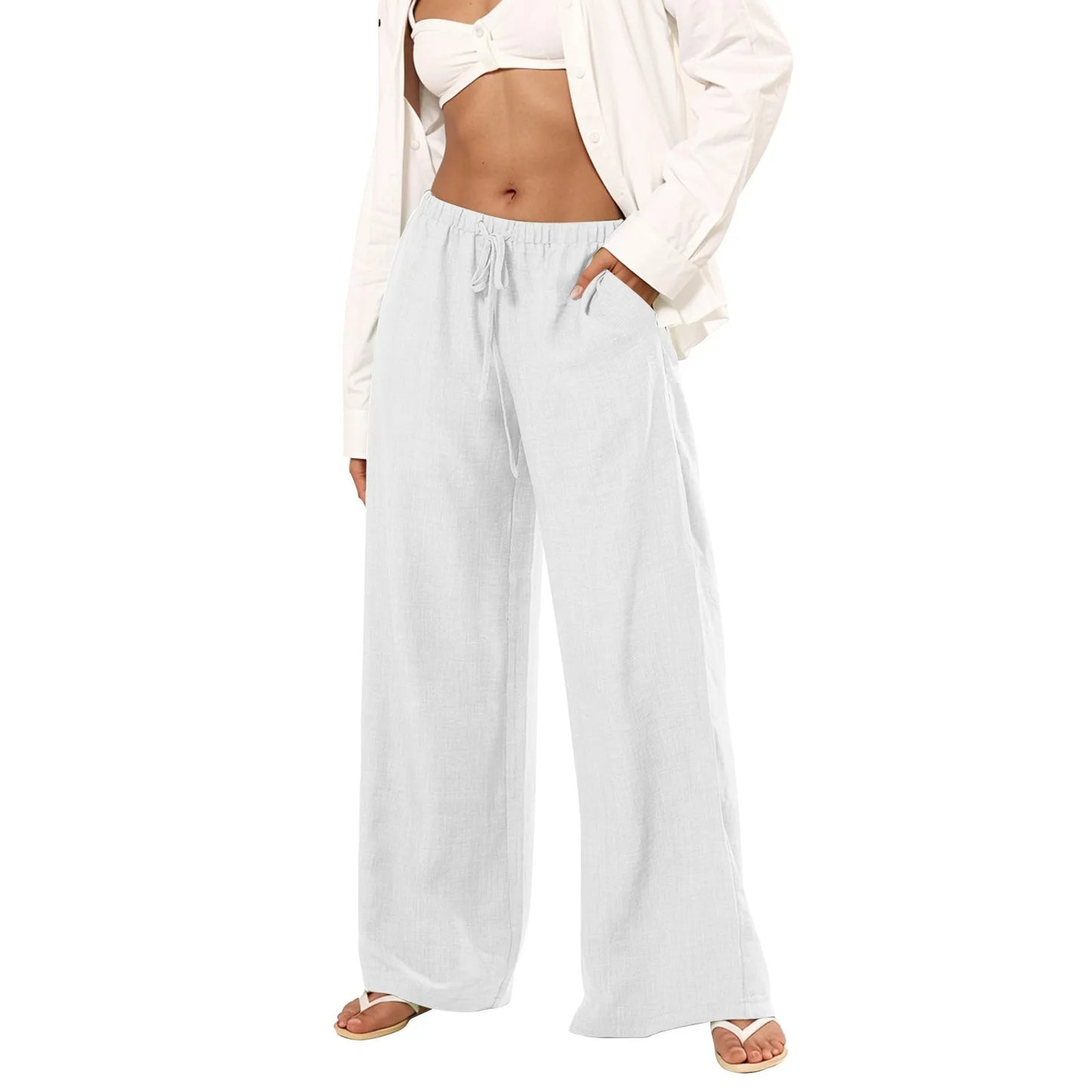 Womens Palazzo Pants Wide Leg Summer Casual Trousers Beach
