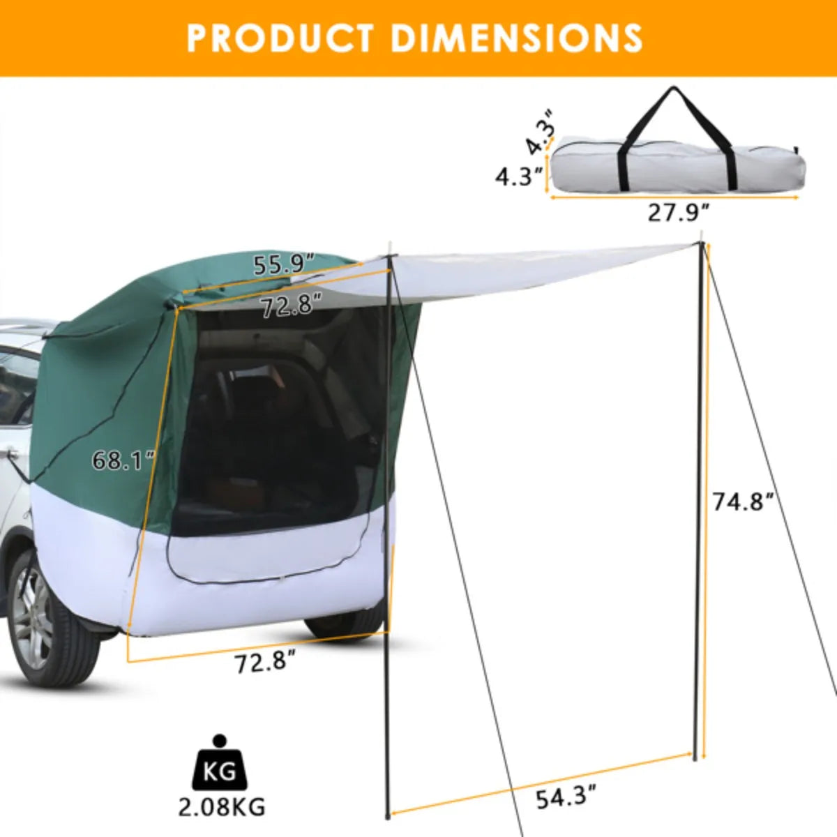 Camping Car Rear Tent Outdoor Car Trunk Tent With Canopy Extension Sunshine Proof Camping Equipment