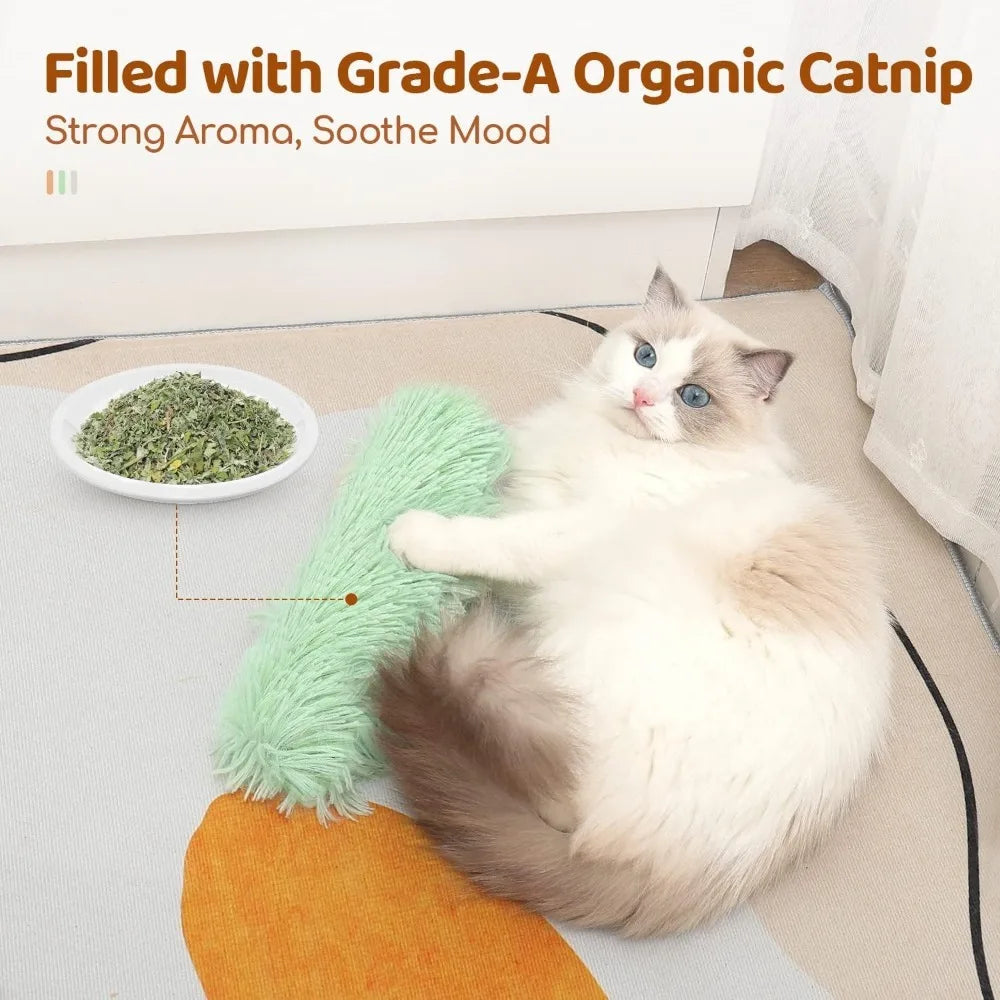Cat Toys Pillows,Soft and Durable Crinkle Sound with Catnip Inside, Interactive Indoor Kitten Kicker, Promotes Kitty Exercise