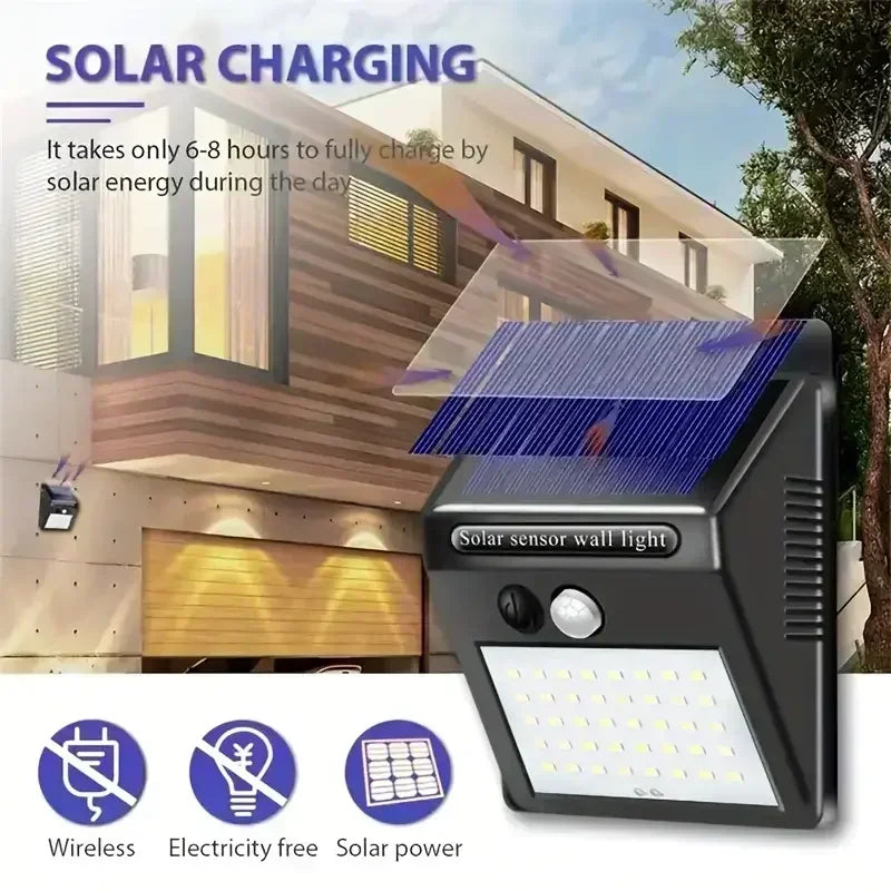 IP45 Waterproof Solar Outdoor Lights Set of 4 Motion Sensor Security Lights with 3 Lighting Modes for Garden Fences and Garages