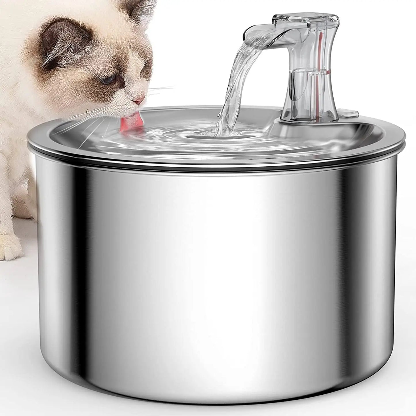 2L fully stainless steel pet water dispenser Automatic cat water fountain with optional sensor and heater