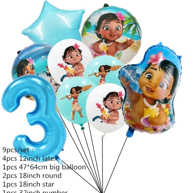 Disney Moana Theme Party Set Vaiana Oceania Birthday Decoration Plates Balloons Cake Toppers Girls Favor