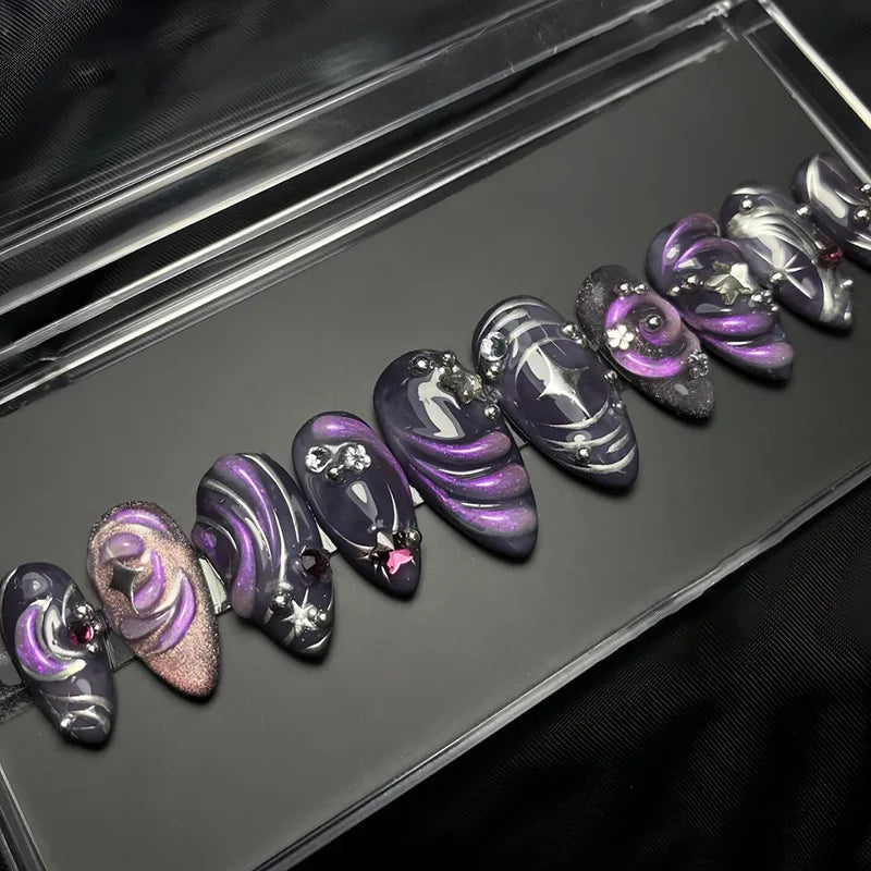 24 Pcs Almond Shape French False Nails with Glue Press On White Edge Design Simple Wearable Pink Stiletto Nail Tips