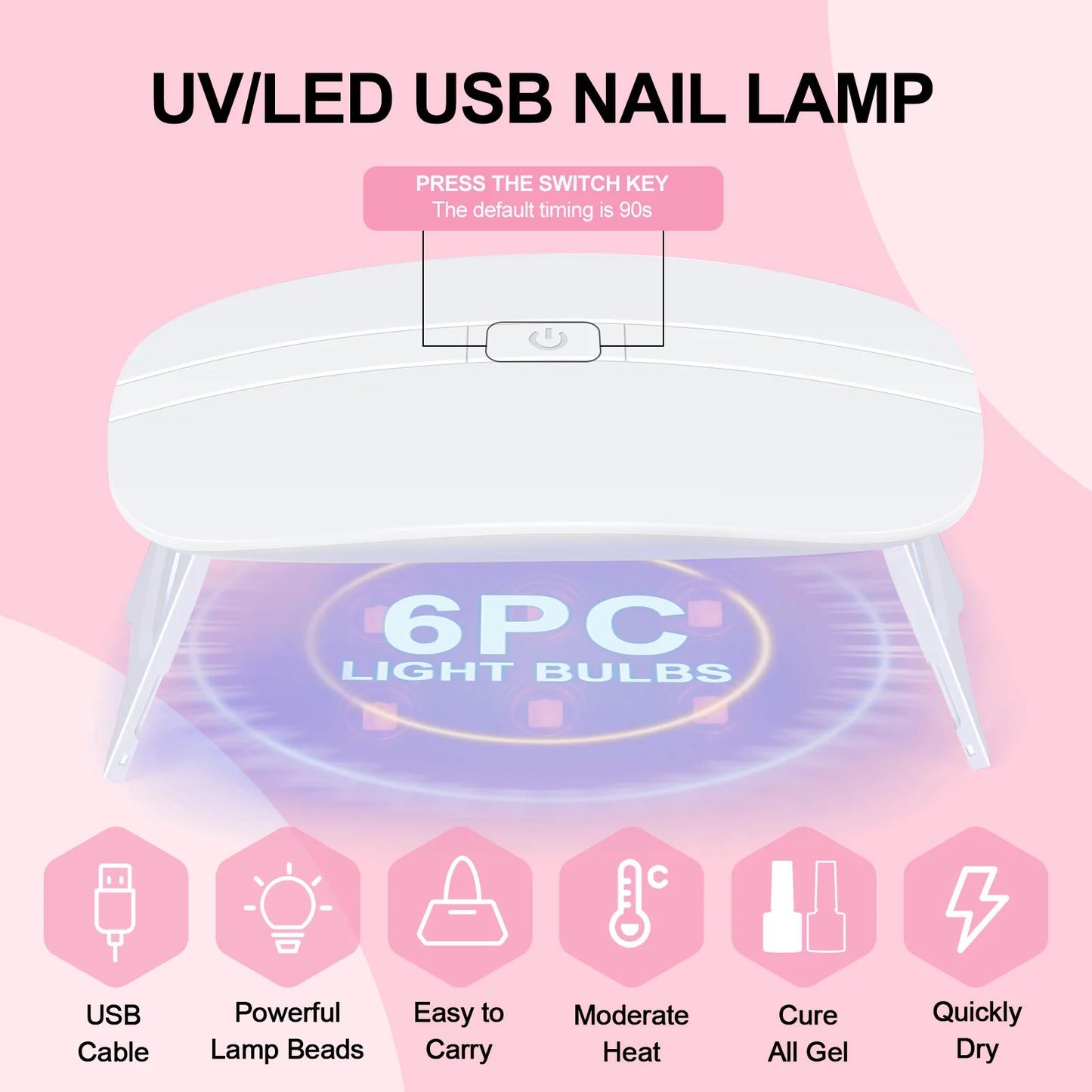 Coscelia Manicure Kits with 6W Nail Lamp Nail Drill Machine and 6PCS 7ML Nail Gel Polish 15ML Clear UV Gel Nail Art Tools