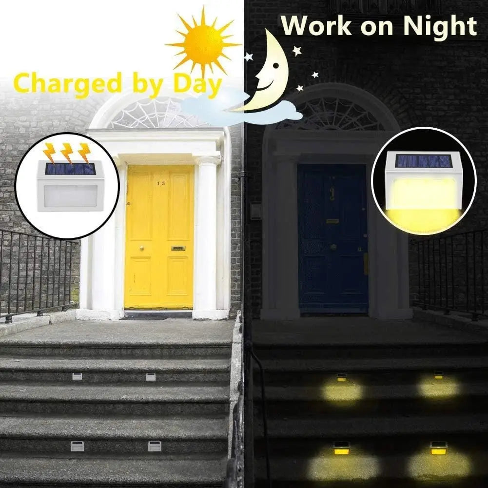 Lightess Solar Lights for Steps Deck Outdoor Waterproof Stainless Steel LED Fence Lights for Garden Pathway