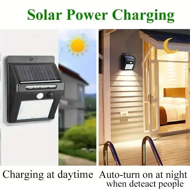 IP45 Waterproof Solar Outdoor Lights Set of 4 Motion Sensor Security Lights with 3 Lighting Modes for Garden Fences and Garages