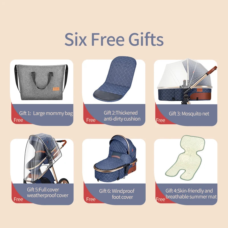 3in1 Baby Stroller Multifunctional Luxury Two-Way Travel Stroller