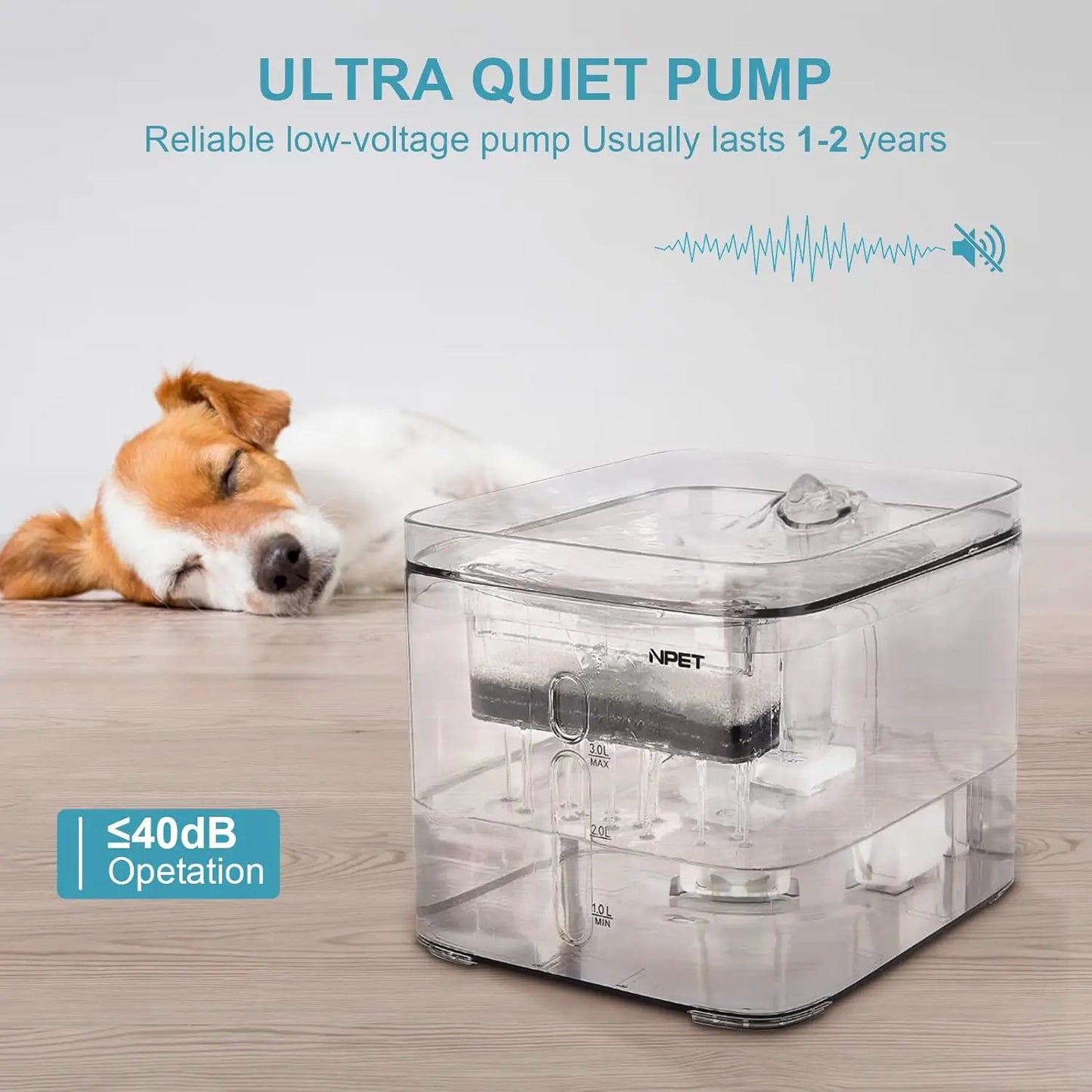 NPET Cat Water Fountain 3L Automatic Pet Drinking Fountain