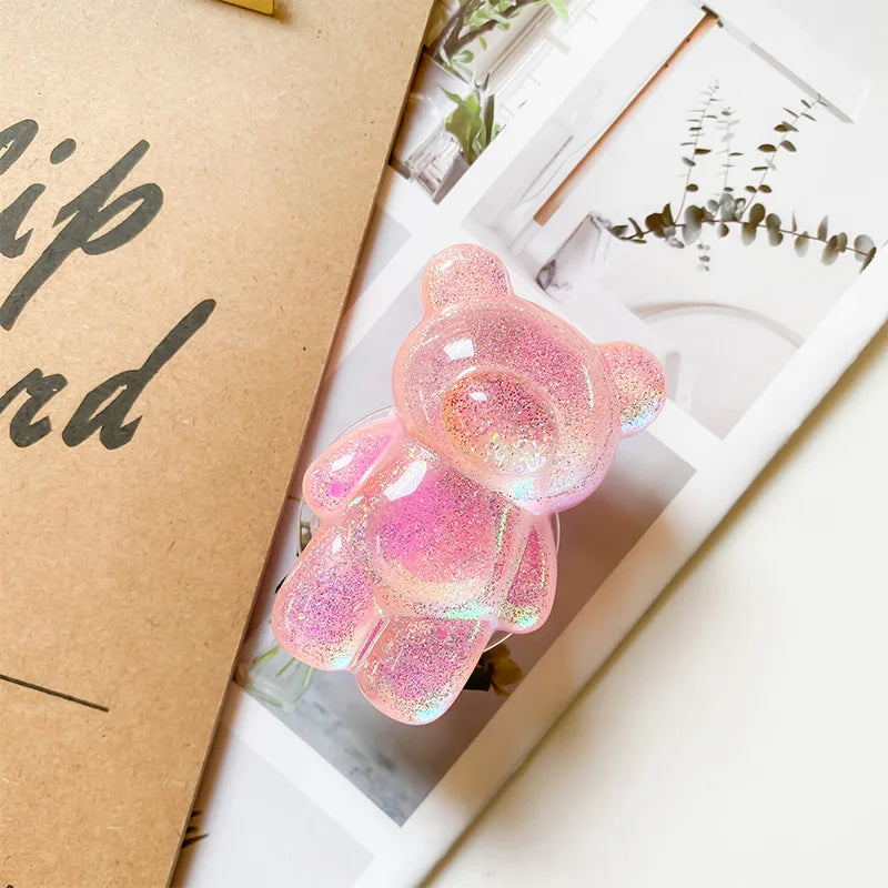 Korea Glitter Bear Cell Phone Holder Grip Tok Bracket