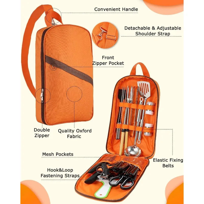 Camping Cooking Utensils Set - 33Pcs/45Pcs Camping Cooking Set Car Camping Essentials Gear for Camp Kitchen Cooking and Grilling