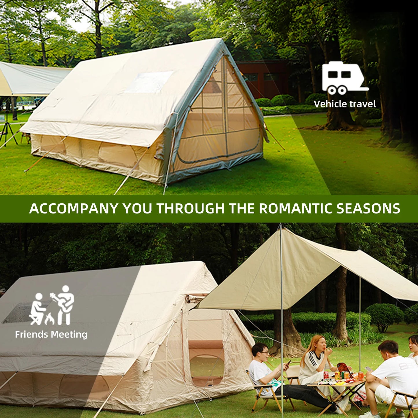 Inflatable Camping Tent Large Inflatable Tent with Hand Pump Easy Setup Portable Tent for 8 Plus Users