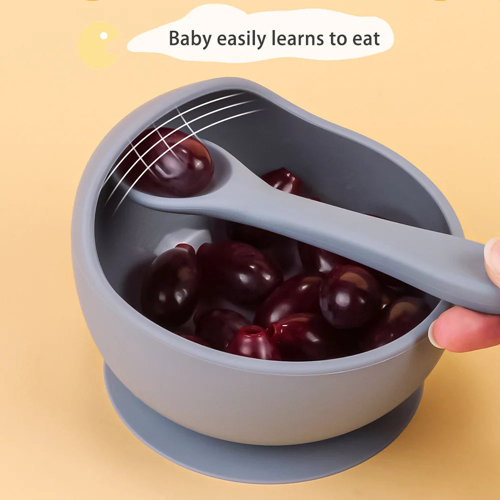 2PC Silicone Sucker Bowl Feeding Tableware for Infants