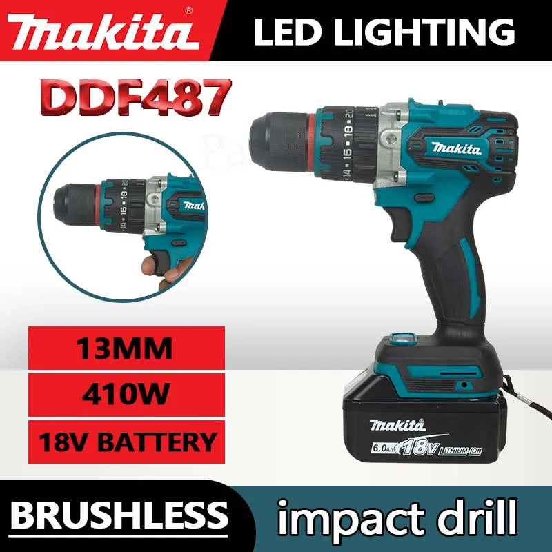 Makita 18V Lithium Electric Rechargeable Hand Drill 13mm DDF487RTJX 5.0AH