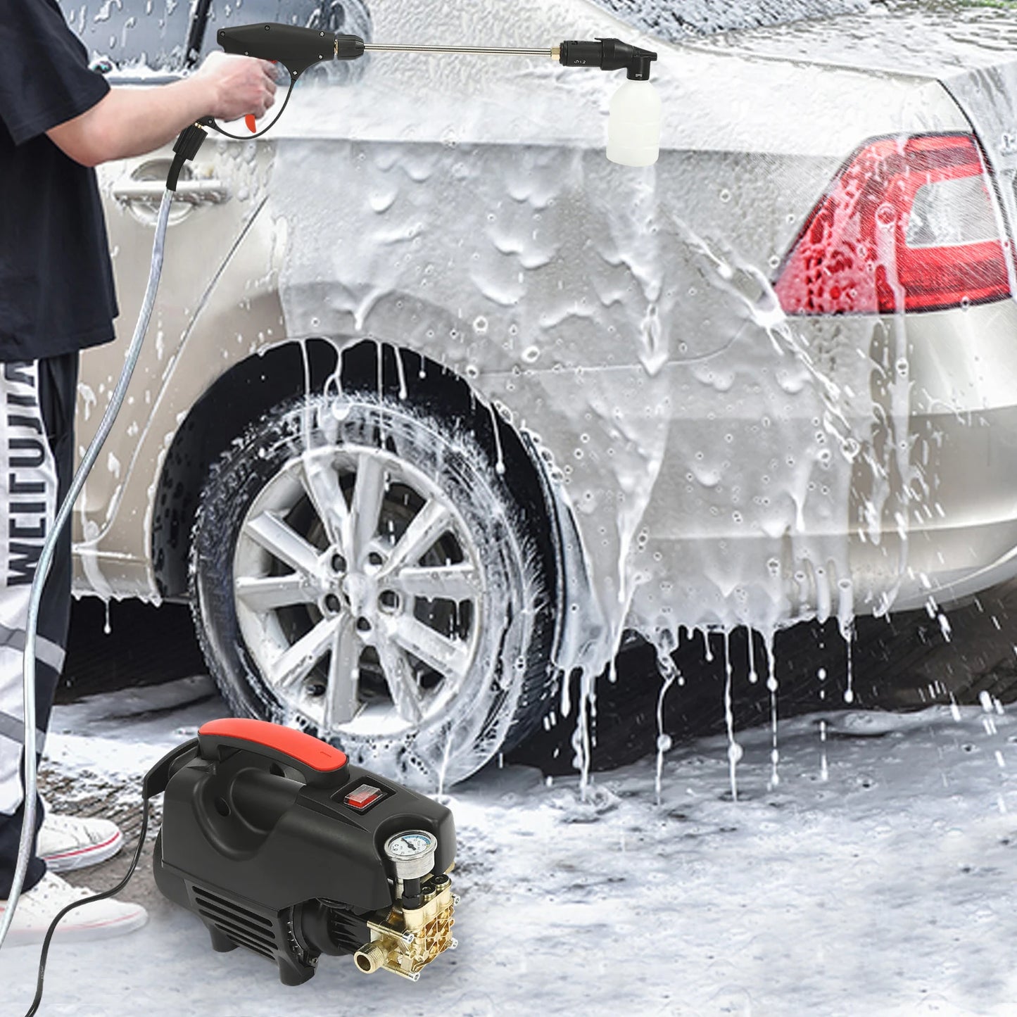 Electric High Pressure Washer with Accessories Brushless Aluminum Motor Cleaner for Car Patio and Garden