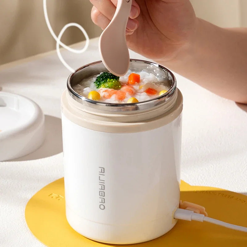 600ML USB Electric Heating Lunch Box Portable Food Warmer Stainless Steel Picnic Container 5V 12V 24V