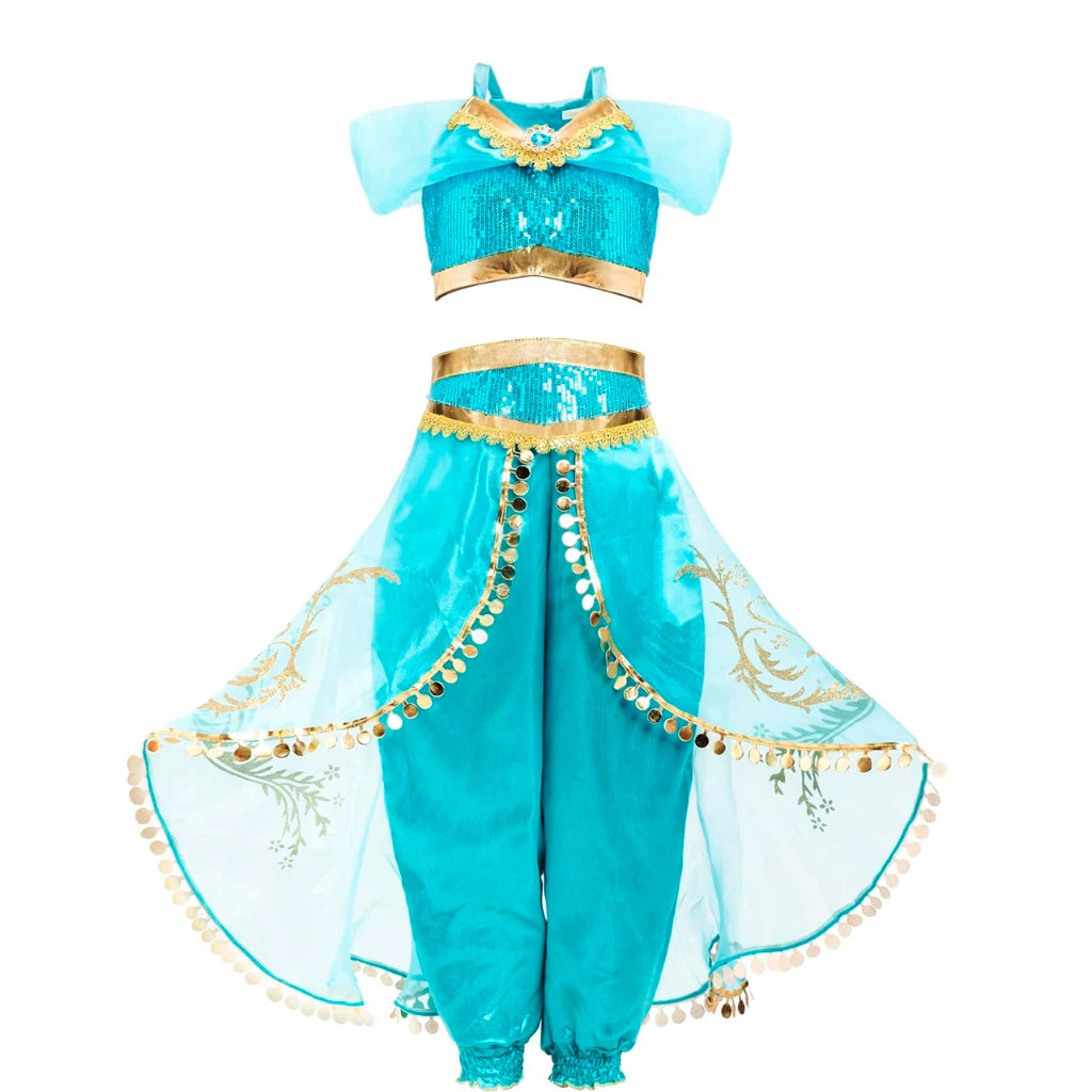 Disney Aladding and the Magic Lamp Jasmine Fairy Costume Princess Dress up for Little Girl Fancy 2024 Halloween Carnival Cosplay