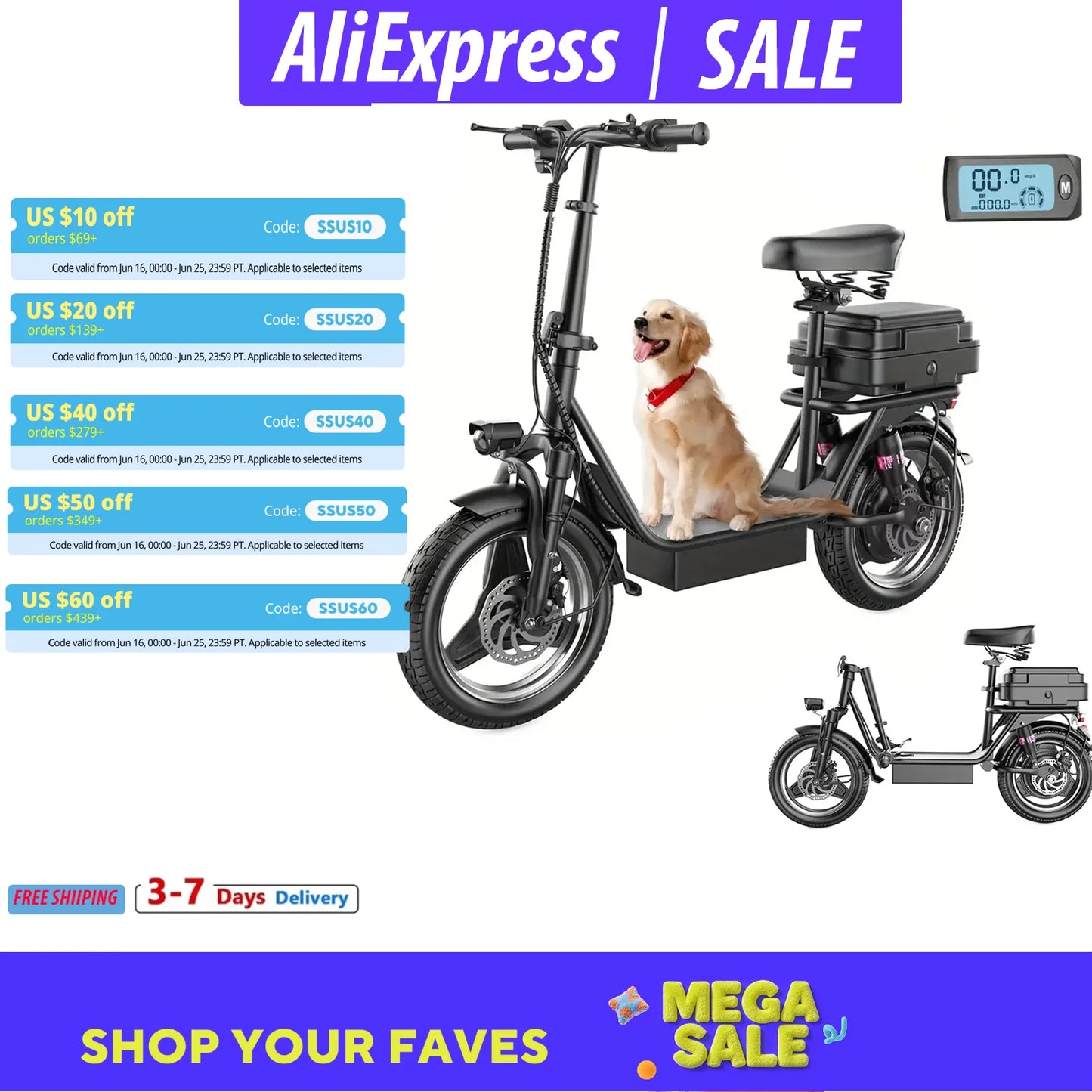 Folding Electric Scooter with Trunk 500W Motor Peak 650W 48V 15AH 20MPH 24-32 Mile Range Motorcycle for Commuting Travel