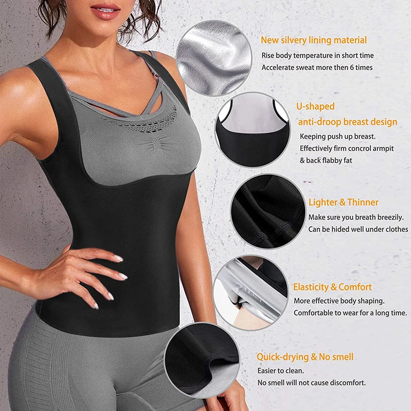 Women Sauna Tank Tops Sweat Body Shaper Vest Shapewear