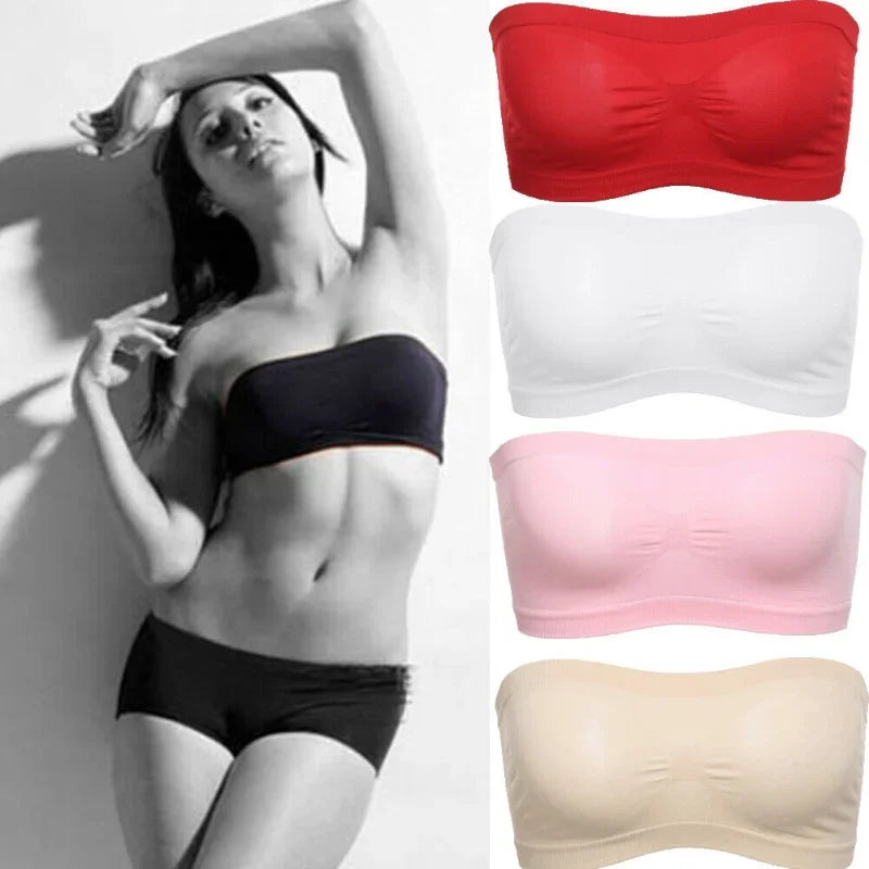 Summer Free Size Tube Invisible Bra Breathable Back Mesh Strapless Crop Top for Women Ladies Sexy Bralette Dress