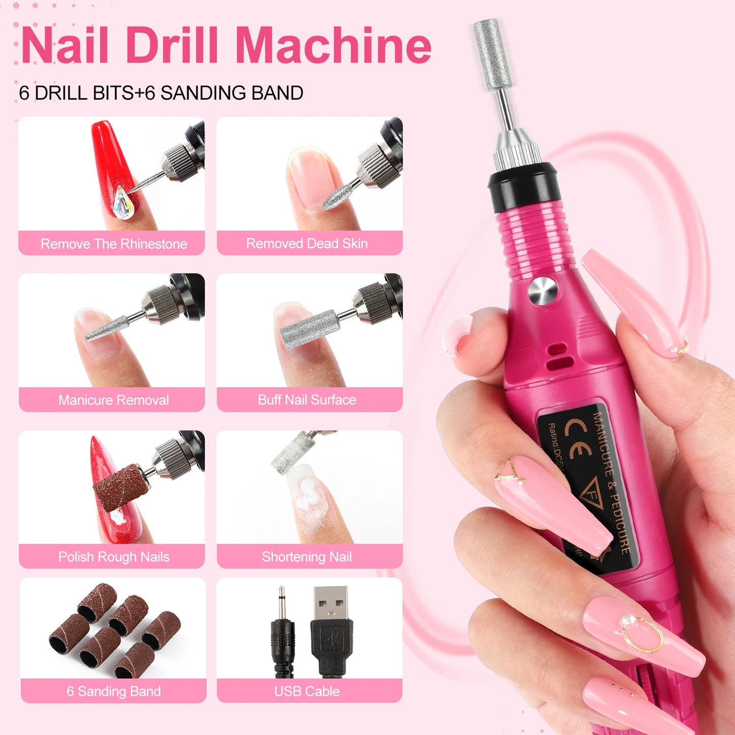 Coscelia Manicure Kits with 30ML Acrylic Liquid 15ML Clear UV Gel Base Top Coat and Nail Lamp Nail Drill Machine for Women
