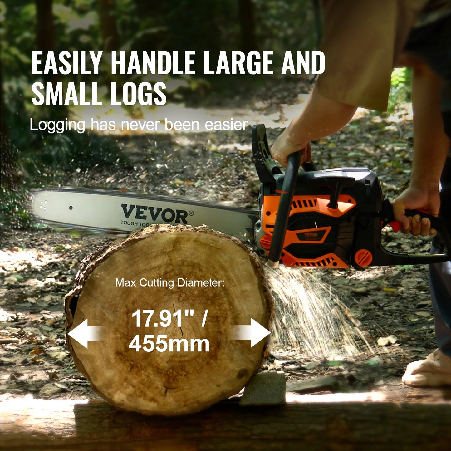 VEVOR Gas Chainsaw 58CC 20 Inch 3.22HP Handheld Cordless Petrol Chainsaw for Tree Wood Branch Farm Garden Ranch and Forest Cutting