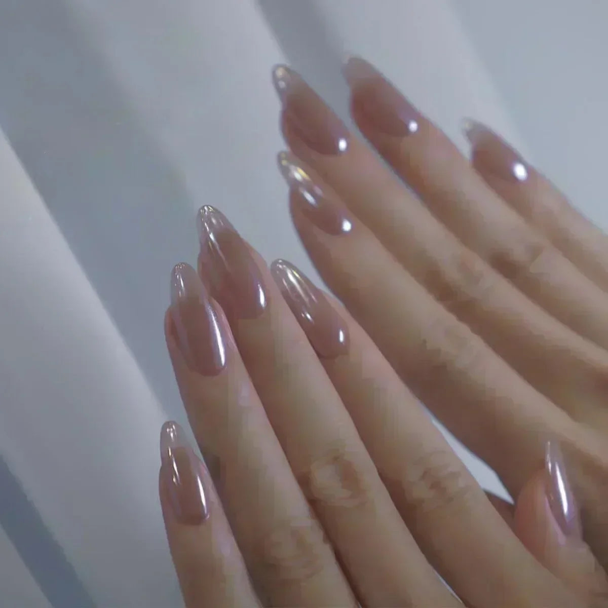 24 Pcs Almond Shape French False Nails with Glue Press On White Edge Design Simple Wearable Pink Stiletto Nail Tips