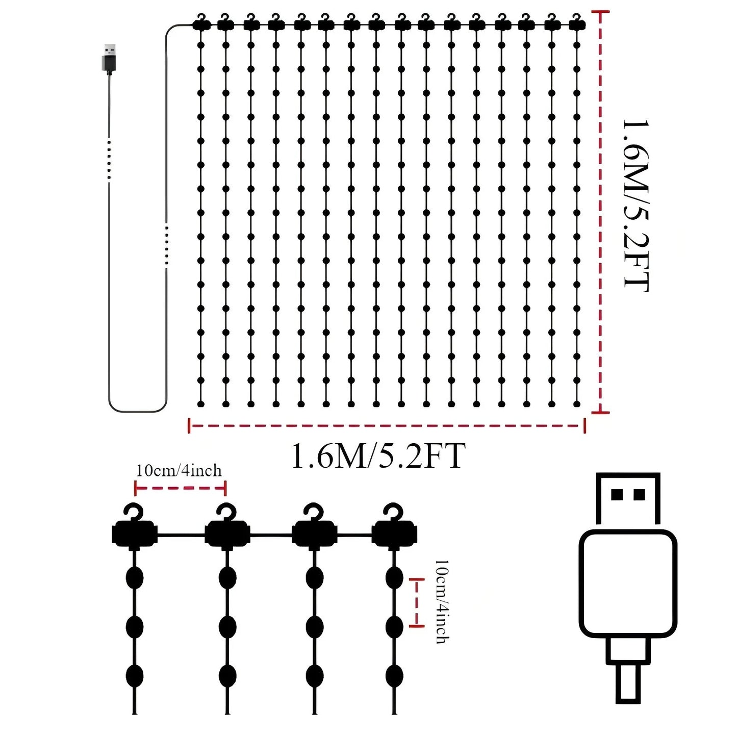 USB LED Smart Curtain Lights Bluetooth RGB Fairy Lights