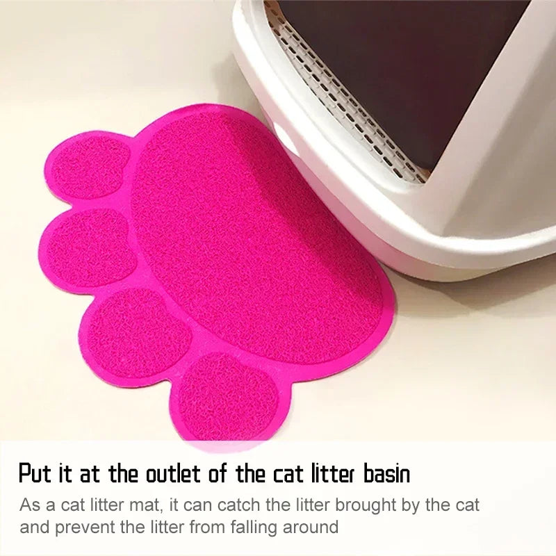 PVC Pet Mat Non Slip Claw Shaped Cat Litter Rub Feet Dog Puppies Feeding Mat Cute Dish Bowl Food Placement