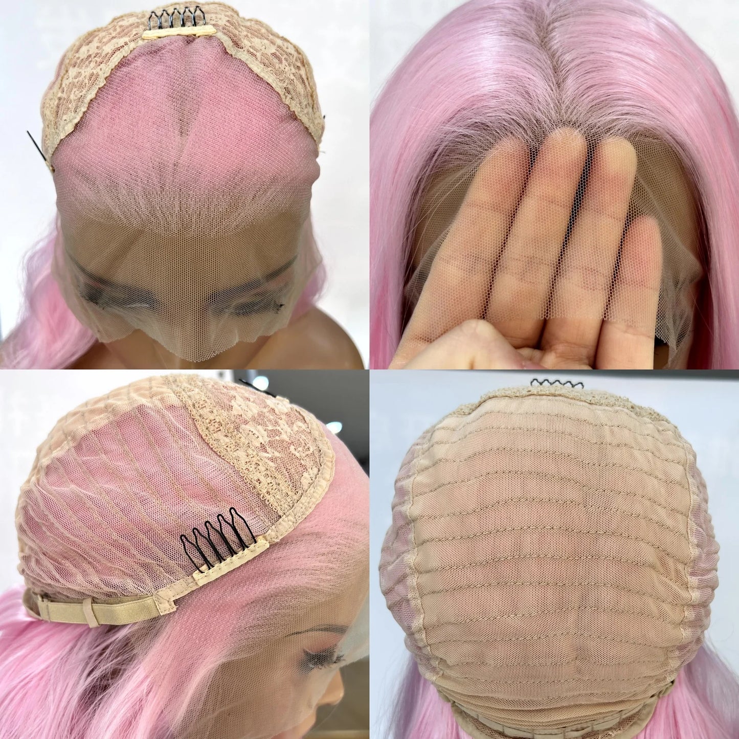 Long Pink Wavy Wig For Women Synthetic Hair Free Part Body Wave Daily Cosplay
