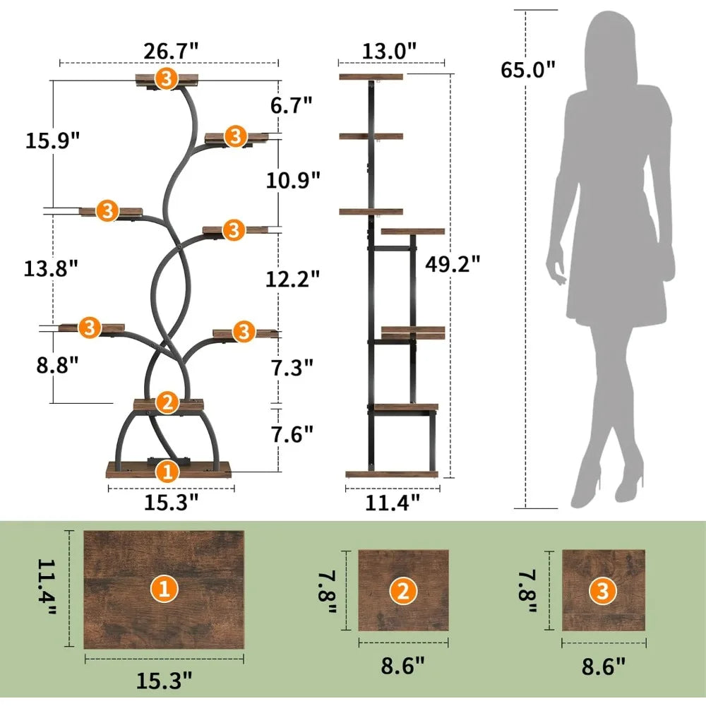 5 Tier Indoor Plant Stand With Grow Light 49 Inch Tall Shelf
