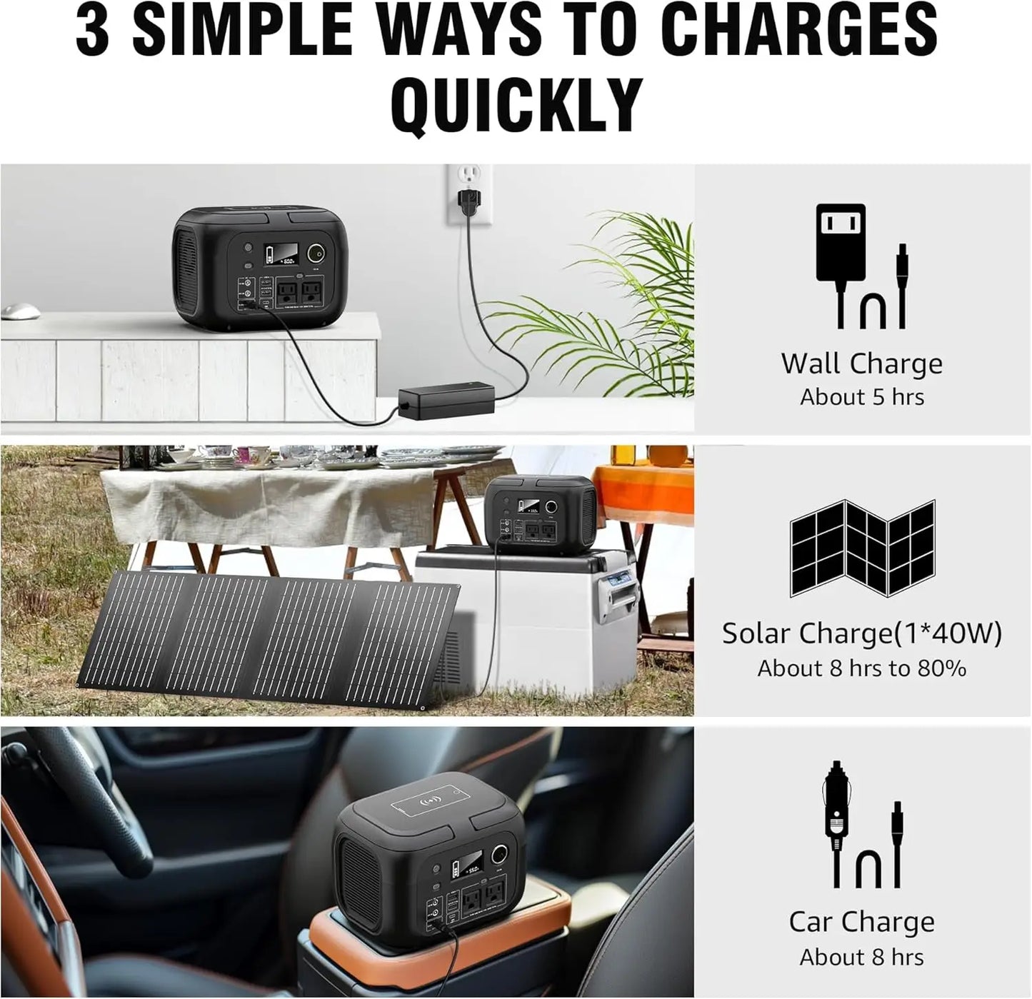 300W 260Wh Portable Power Station with 40W Solar Panels and 110V AC Outlet for Outdoor Travel Camping and RV
