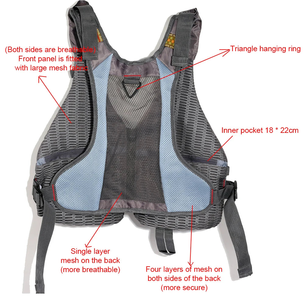 Fishing Vest with 10 Pockets Waterproof Adjustable Breathable Safety Jacket for Men and Women Outdoor Accessories