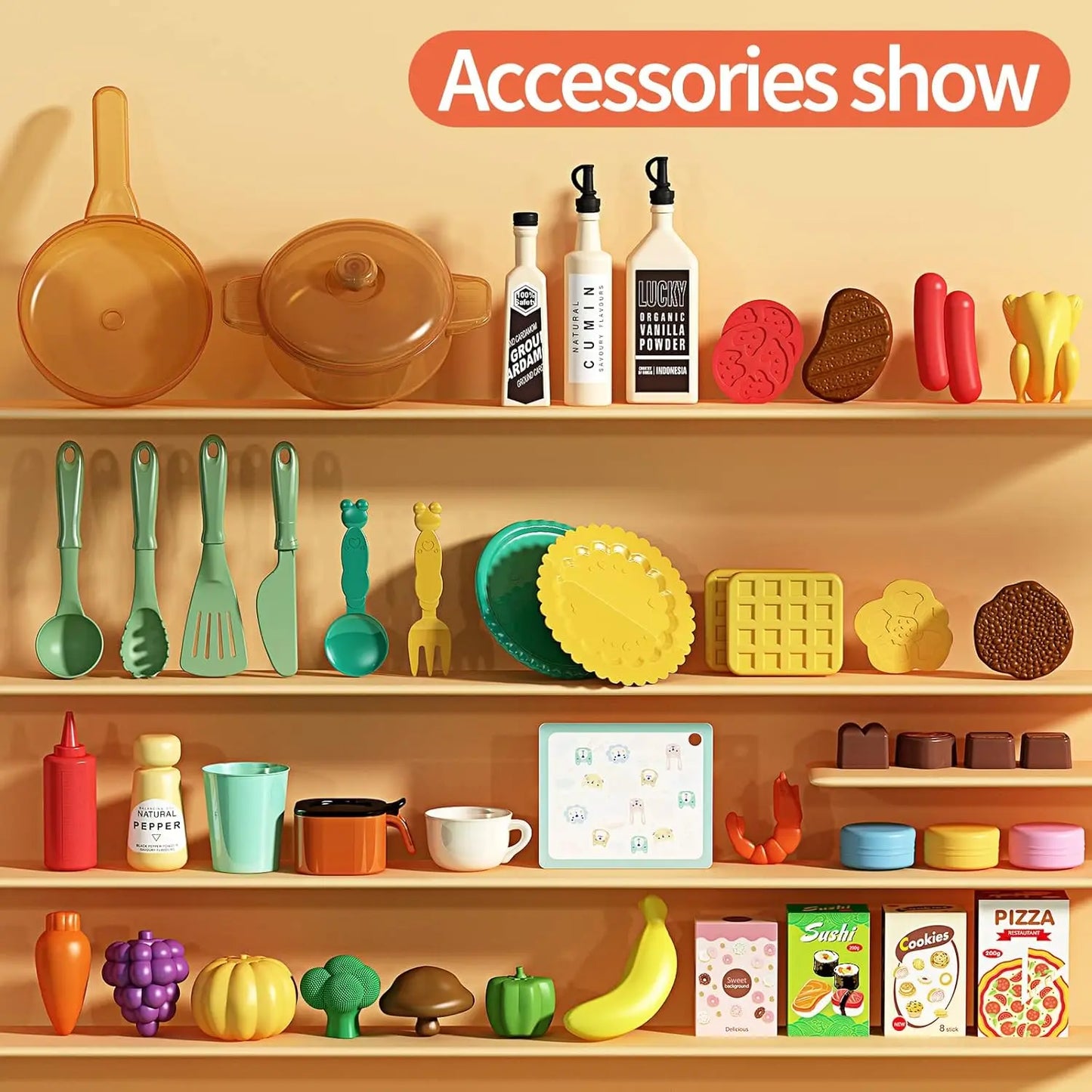 Children's Kitchen Counter Play Set DIY Simulated Cooking Food Tableware Role Play Toy Gift for Kids