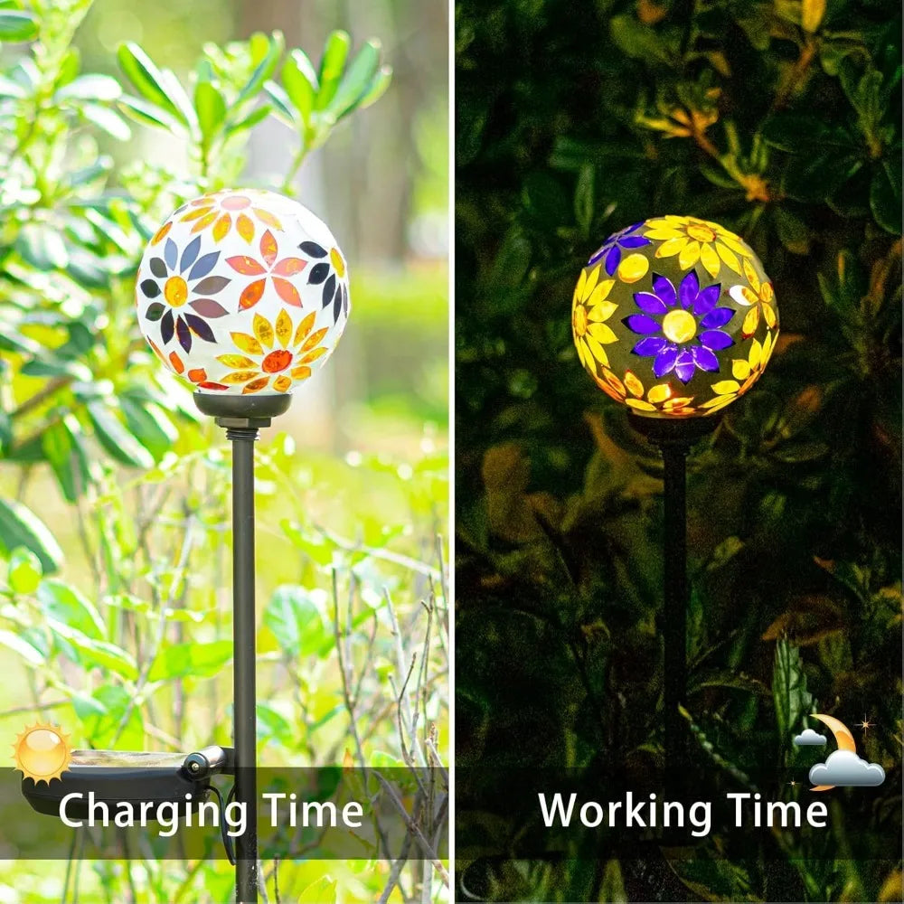 Solar Garden Lights Mosaic LED Stake Lights Waterproof Outdoor Decor for Lawn Patio Yard 1 Pack