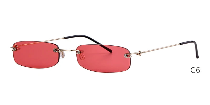 Sorvino Small Orange Rimless Rectangle Sunglasses 2022 for Men and Women 90s Designer Tiny Narrow Frameless Tint Sun Glasses Shades SP40