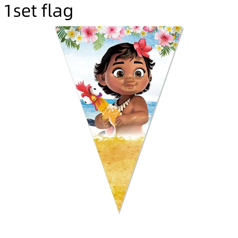 Disney Moana Theme Party Set Vaiana Oceania Birthday Decoration Plates Balloons Cake Toppers Girls Favor