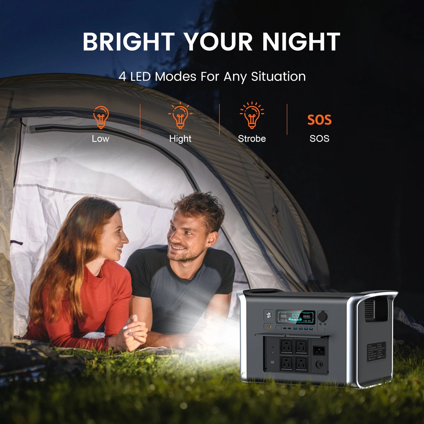 Ctolity 2400W Portable Power Station with 200W Solar Panel Option Solar Generator for Camping and Emergency UPS Function