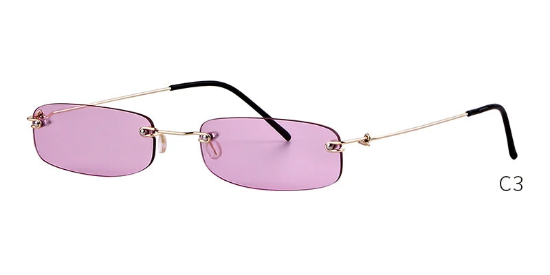 Sorvino Small Orange Rimless Rectangle Sunglasses 2022 for Men and Women 90s Designer Tiny Narrow Frameless Tint Sun Glasses Shades SP40