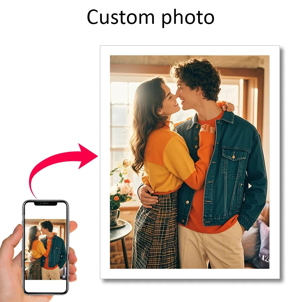 DIY Custom Photo Canvas Painting with Wood Frame Personalized Wall Art Poster for Living Room Home Decor Unique Gift Idea