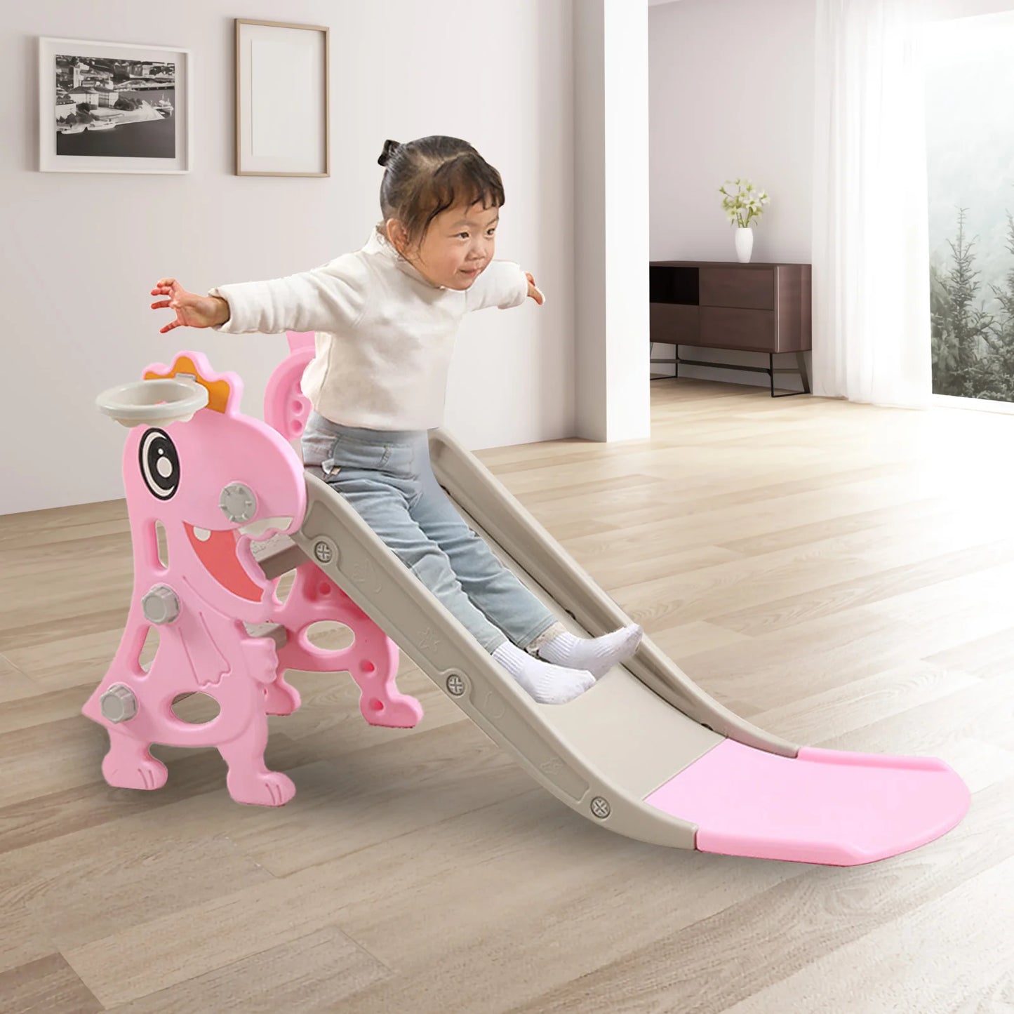 Indoor Slide for Kids Toddlers Age 1 To 8 Years Old Dinosaur Shape Non Slip Stairs