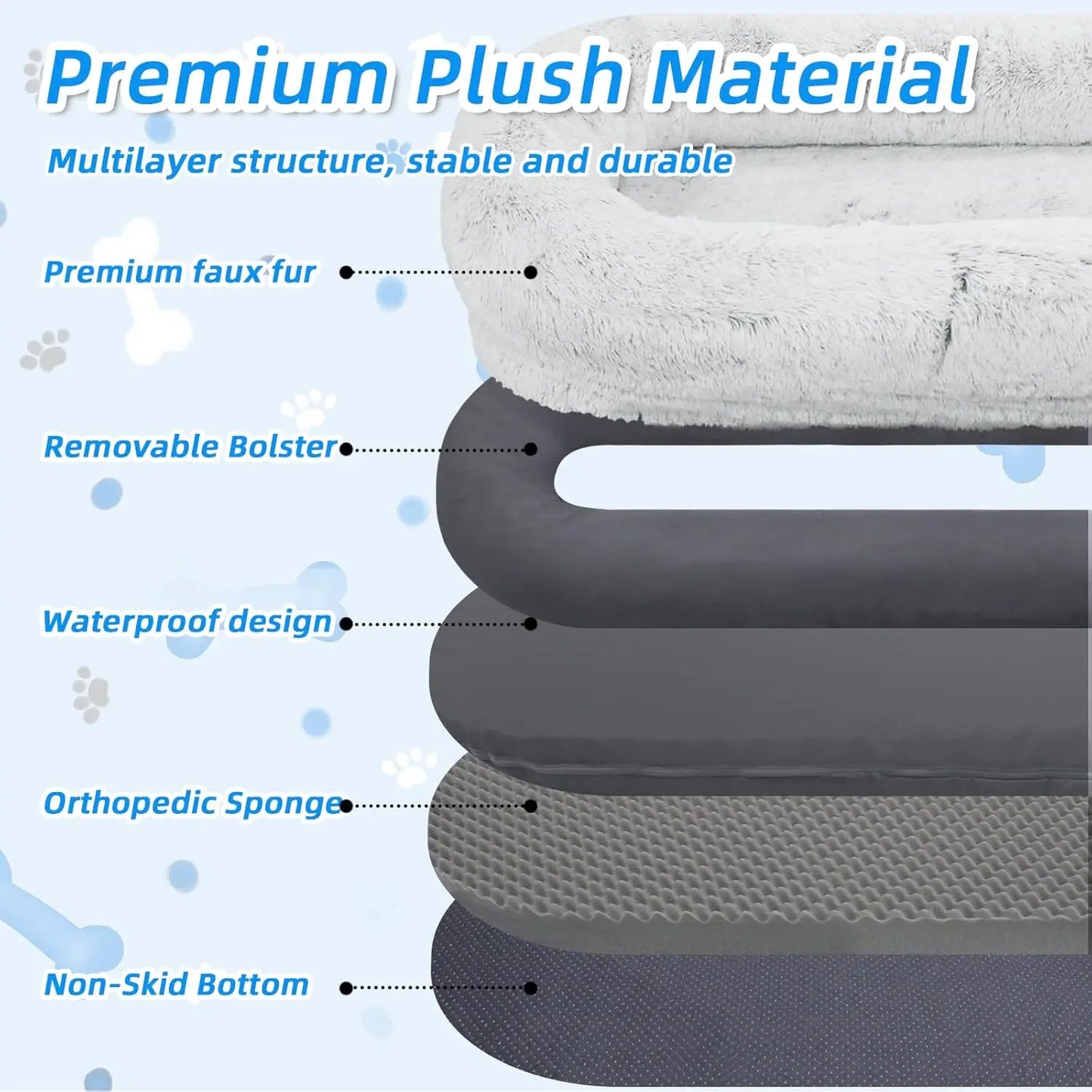 Human Dog Bed 71 Inch X 45 Inch X 12 Inch Washable Dog Bed for People and Pets Comfortable Napping Space