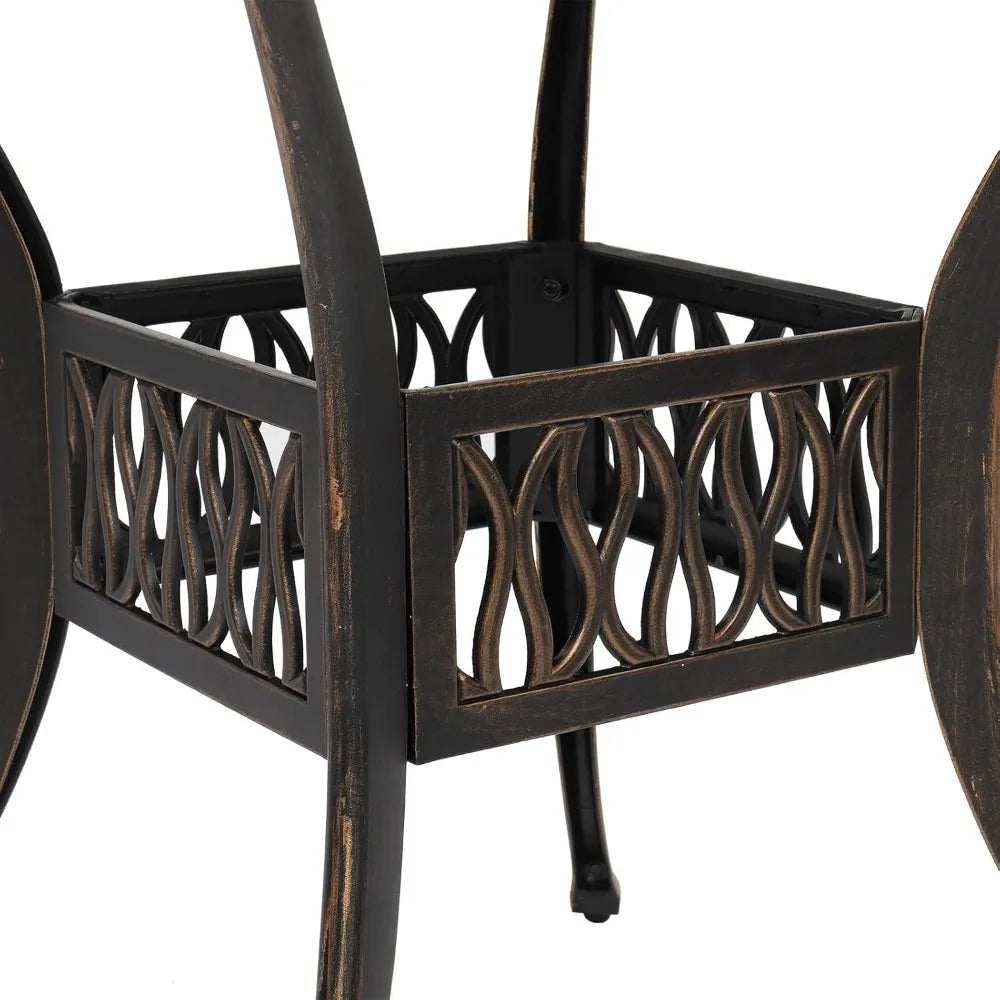 5 Pieces Outdoor Patio Dining Set, Cast Aluminium Patio Furniture Set with 4 Chairs and 1 Umbrella Table for Yard, Garden, Porc